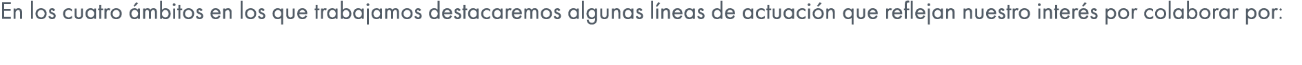 En los cuatro mbitos en los que trabajamos destacaremos algunas l neas de actuaci n que reflejan nuestro inter s por...