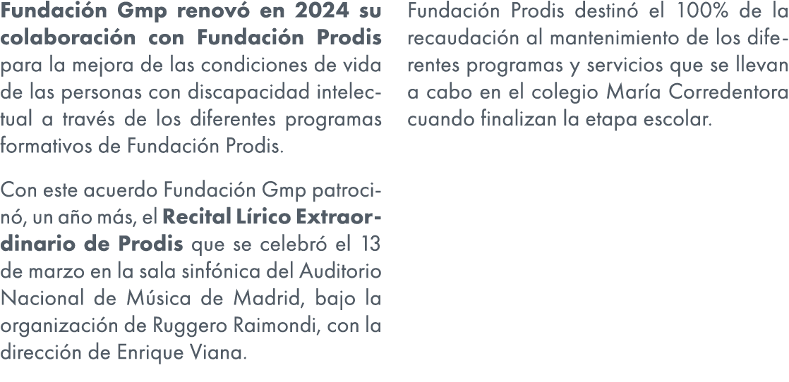 Fundaci n Gmp renov en 2024 su colaboraci n con Fundaci n Prodis para la mejora de las condiciones de vida de las pe...