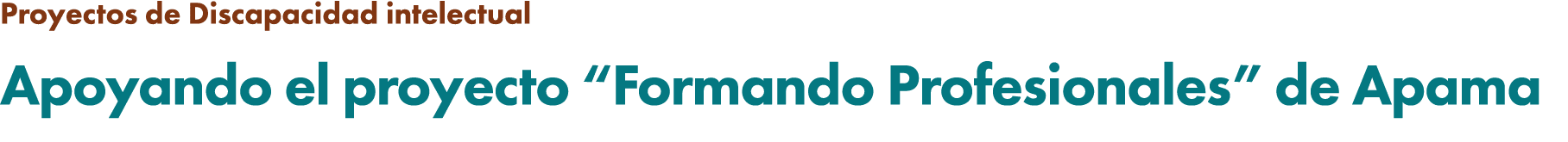Proyectos de Discapacidad intelectual Apoyando el proyecto “Formando Profesionales” de Apama