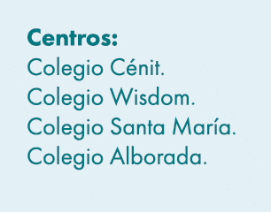Centros: Colegio C nit. Colegio Wisdom. Colegio Santa Mar a. Colegio Alborada. 