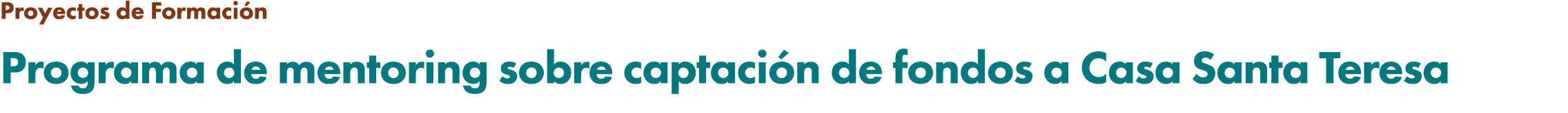 Proyectos de Formaci n Programa de mentoring sobre captaci n de fondos a Casa Santa Teresa