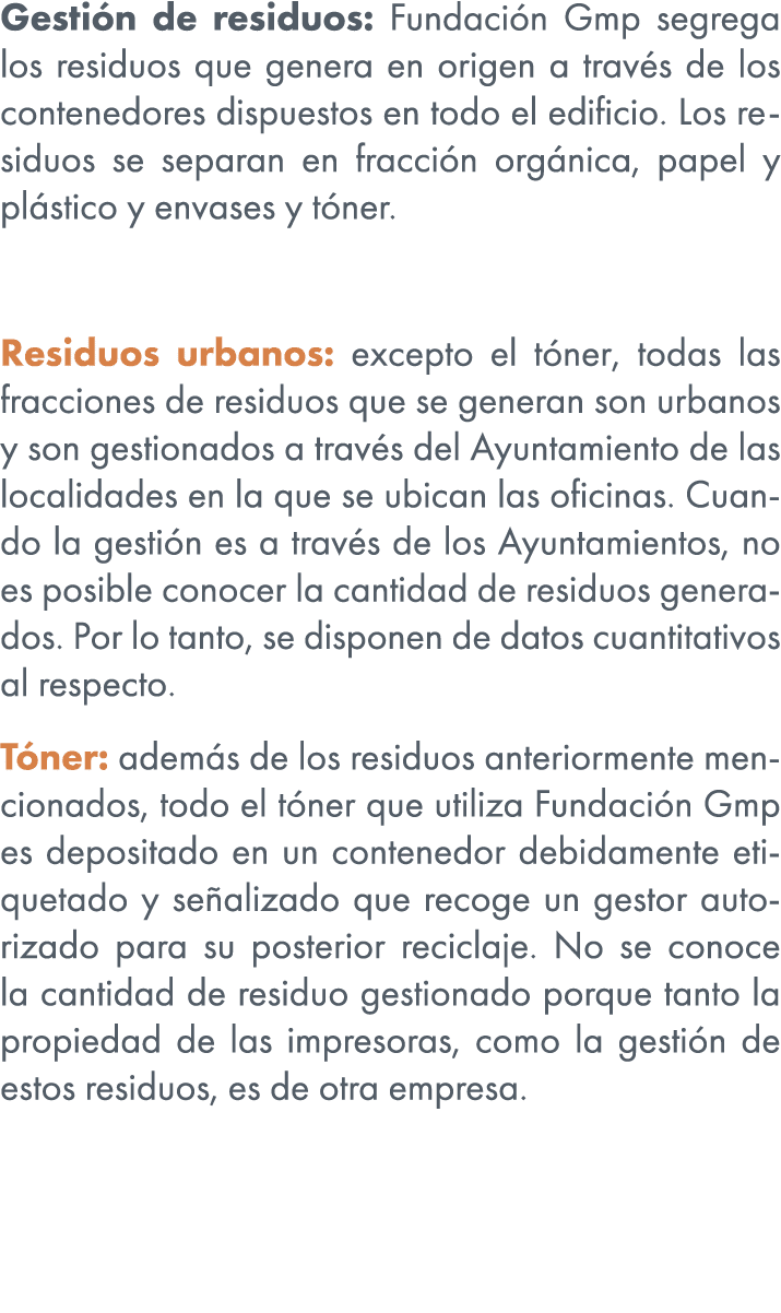 Gesti n de residuos: Fundaci n Gmp segrega los residuos que genera en origen a trav s de los contenedores dispuestos ...