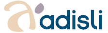 Logotipo estilizado con una letra “a" grande en tonos beige y morado seguida de la palabra "adisli" en letras azules. Descripci n generada con IA