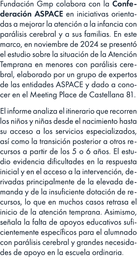 Fundaci n Gmp colabora con la Confederaci n ASPACE en iniciativas orientadas a mejorar la atenci n a la infancia con ...