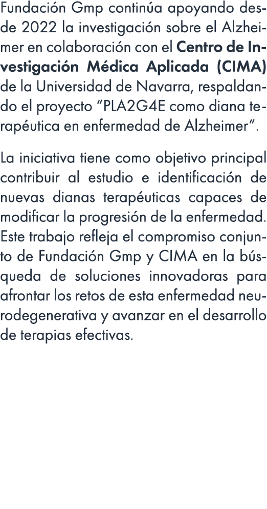 Fundaci n Gmp contin a apoyando desde 2022 la investigaci n sobre el Alzheimer en colaboraci n con el Centro de Inves...