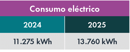 Consumo el ctrico,2024,2025,11.275 kWh,13.760 kWh