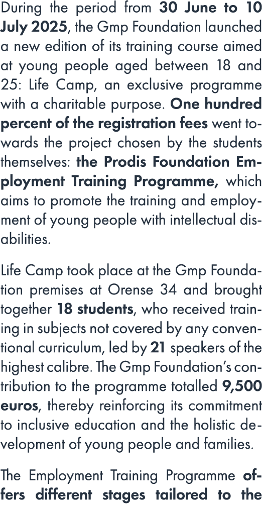 During the period from 30 June to 10 July 2025, the Gmp Foundation launched a new edition of its training course aime...