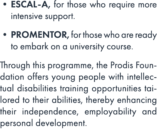 • ESCAL A, for those who require more intensive support. • PROMENTOR, for those who are ready to embark on a universi...