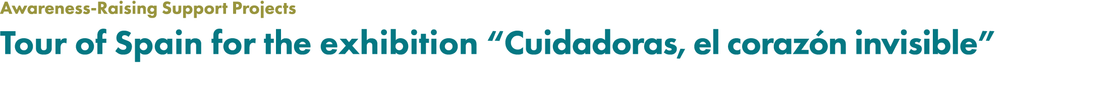 Awareness Raising Support Projects Tour of Spain for the exhibition “Cuidadoras, el coraz n invisible”