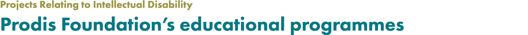 Projects Relating to Intellectual Disability Prodis Foundation’s educational programmes
