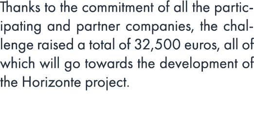 Thanks to the commitment of all the participating and partner companies, the challenge raised a total of 32,500 euros...
