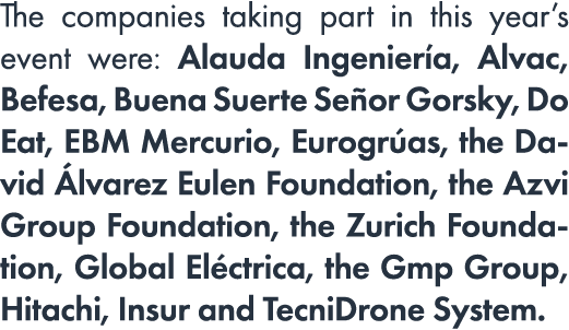The companies taking part in this year’s event were: Alauda Ingenier a, Alvac, Befesa, Buena Suerte Se or Gorsky, Do ...