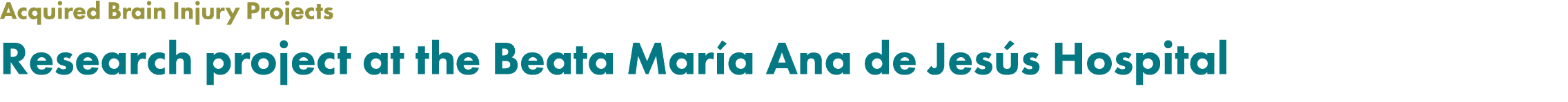 Acquired Brain Injury Projects Research project at the Beata Mar a Ana de Jes s Hospital
