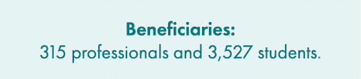 Beneficiaries: 315 professionals and 3,527 students. 