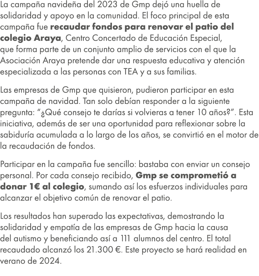 La campa a navide a del 2023 de Gmp dej una huella de solidaridad y apoyo en la comunidad. El foco principal de esta...