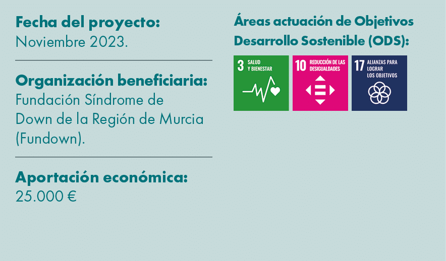 Fecha del proyecto: Noviembre 2023. Organizaci n beneficiaria: Fundaci n S ndrome de Down de la Regi n de Murcia (Fun...