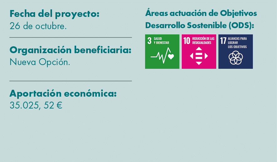 Fecha del proyecto: 26 de octubre. Organizaci n beneficiaria: Nueva Opci n. Aportaci n econ mica: 35.025, 52 € reas ...