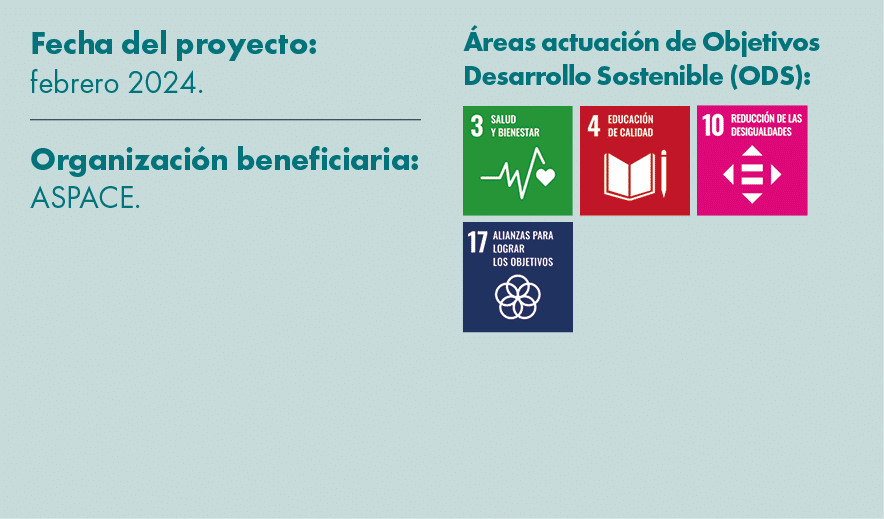 Fecha del proyecto: febrero 2024. Organizaci n beneficiaria: ASPACE. reas actuaci n de Objetivos Desarrollo Sostenib...