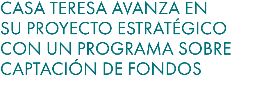Casa Teresa avanza en su proyecto estrat gico con un programa sobre captaci n de fondos 