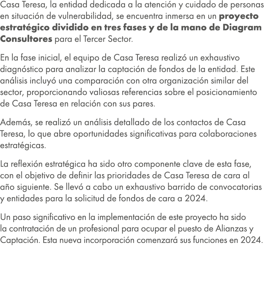 Casa Teresa, la entidad dedicada a la atenci n y cuidado de personas en situaci n de vulnerabilidad, se encuentra inm...