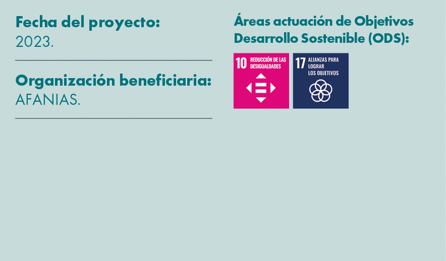 Fecha del proyecto: 2023. Organizaci n beneficiaria: Afanias. reas actuaci n de Objetivos Desarrollo Sostenible (ODS...