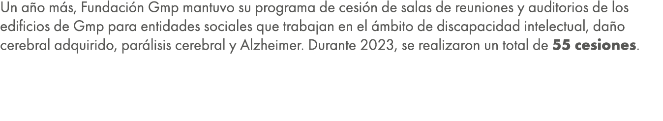 Un a o m s, Fundaci n Gmp mantuvo su programa de cesi n de salas de reuniones y auditorios de los edificios de Gmp pa...