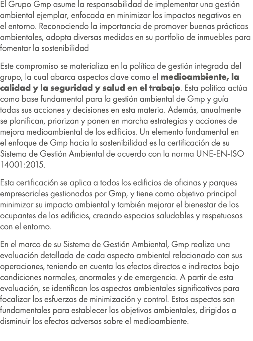 El Grupo Gmp asume la responsabilidad de implementar una gesti n ambiental ejemplar, enfocada en minimizar los impact...