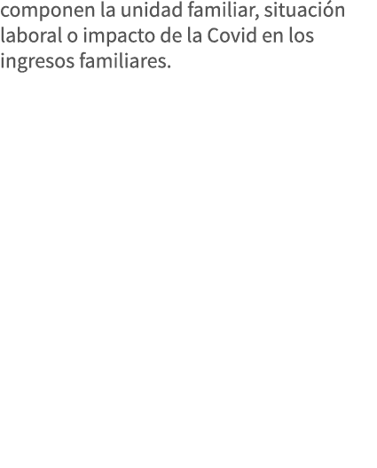 componen la unidad familiar, situación laboral o impacto de la Covid en los ingresos familiares 