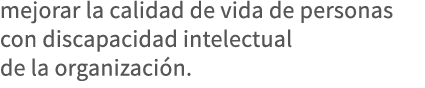 mejorar la calidad de vida de personas con discapacidad intelectual de la organización 