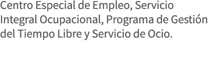 Centro Especial de Empleo, Servicio Integral Ocupacional, Programa de Gestión del Tiempo Libre y Servicio de Ocio 