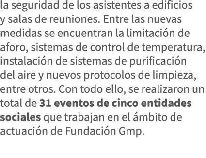 la seguridad de los asistentes a edificios y salas de reuniones  Entre las nuevas medidas se encuentran la limitación   