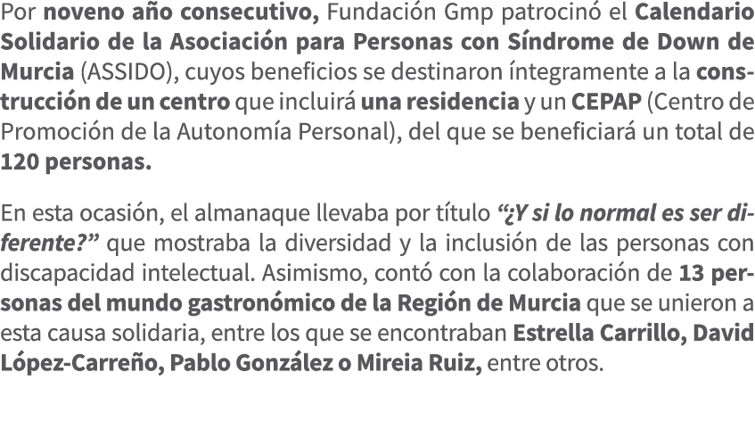 Por noveno a o consecutivo, Fundaci n Gmp patrocin el Calendario Solidario de la Asociaci n para Personas con S ndro...
