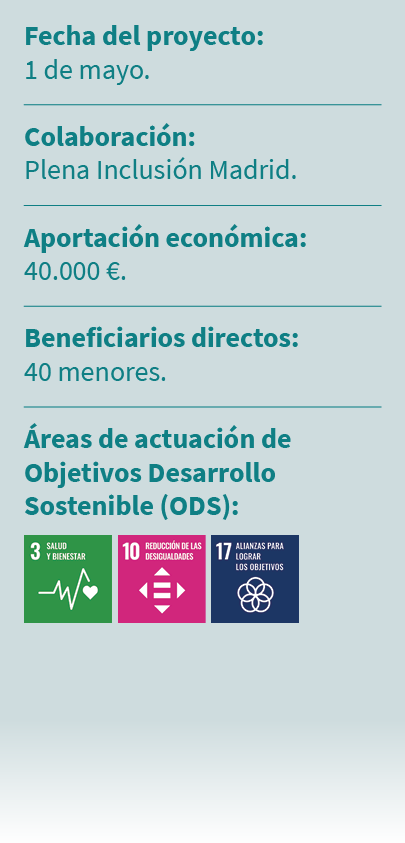 Fecha del proyecto: 1 de mayo. Colaboraci n: Plena Inclusi n Madrid. Aportaci n econ mica: 40.000 €. Beneficiarios di...
