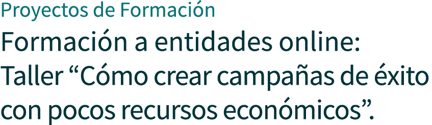 Proyectos de Formaci n Formaci n a entidades online: Taller “C mo crear campa as de xito con pocos recursos econ mic...