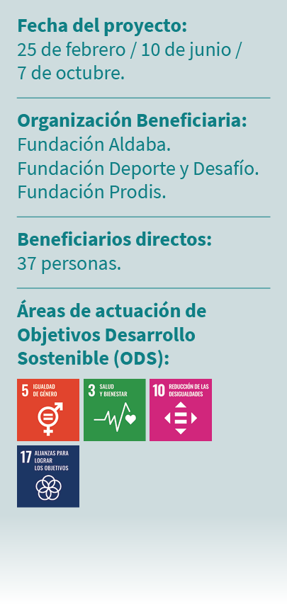 Fecha del proyecto: 25 de febrero / 10 de junio / 7 de octubre. Organizaci n Beneficiaria: Fundaci n Aldaba. Fundaci ...