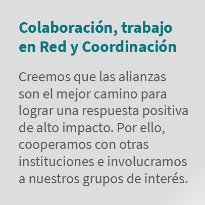 Colaboraci n, trabajo en Red y Coordinaci n Creemos que las alianzas son el mejor camino para lograr una respuesta po...
