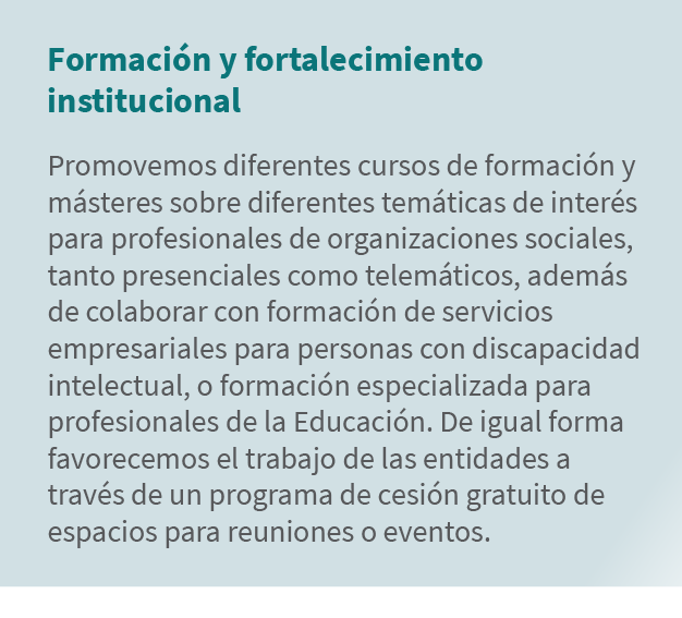 Formaci n y fortalecimiento institucional Promovemos diferentes cursos de formaci n y m steres sobre diferentes tem t...