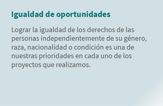 Igualdad de oportunidades Lograr la igualdad de los derechos de las personas independientemente de su g nero, raza, n...