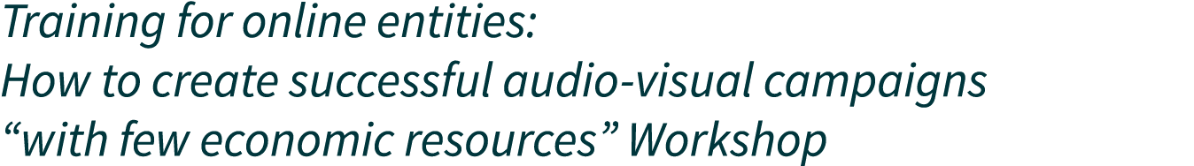 Training for online entities: How to create successful audio-visual campaigns  with few economic resources  Workshop