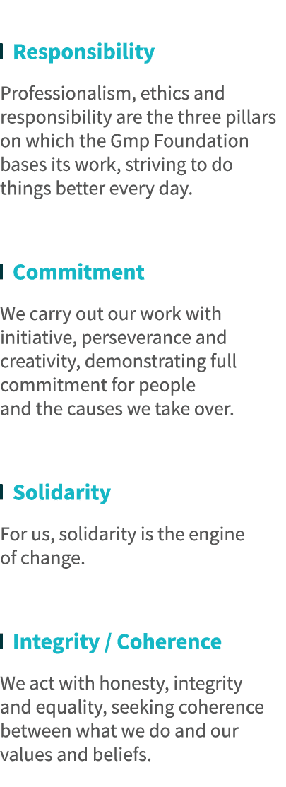   Responsibility  Professionalism, ethics and responsibility are the three pillars on which the Gmp Foundation bases    