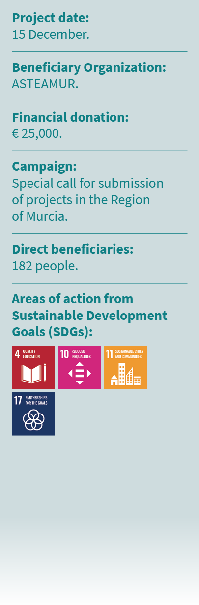 Project date: 15 December. Beneficiary Organization: ASTEAMUR. Financial donation: € 25,000. Campaign: Special call f...