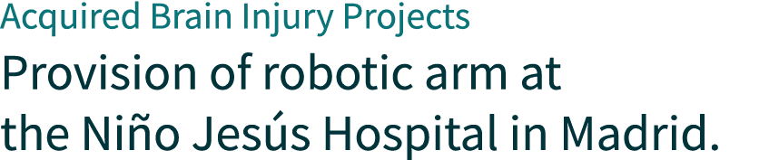 Acquired Brain Injury Projects Provision of robotic arm at the Ni o Jes s Hospital in Madrid. 