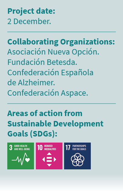 Project date: 2 December. Collaborating Organizations: Asociaci n Nueva Opci n. Fundaci n Betesda. Confederaci n Espa...