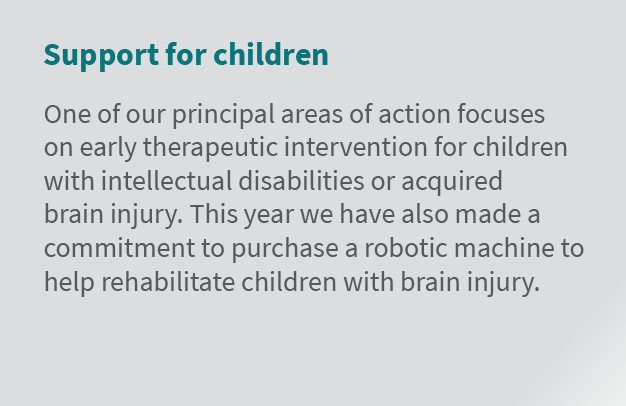 Support for children One of our principal areas of action focuses on early therapeutic intervention for children with...