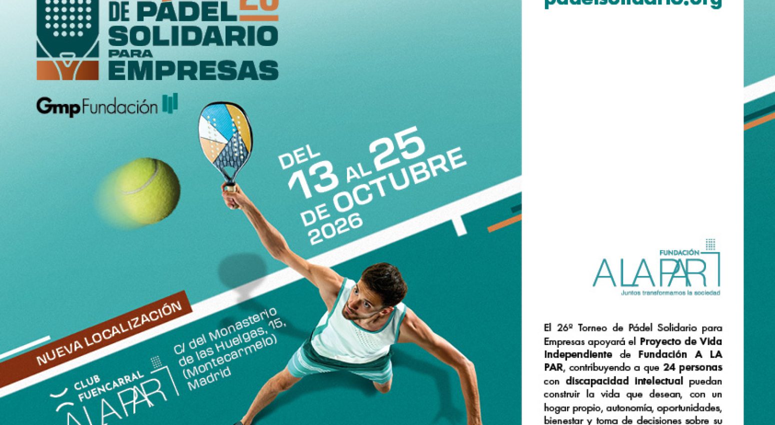 Abiertas las inscripciones para el 26º Torneo de Pádel Solidario para Empresas